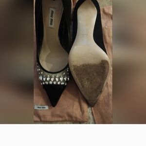 Miu Miu Black Embellished Women's Shoes